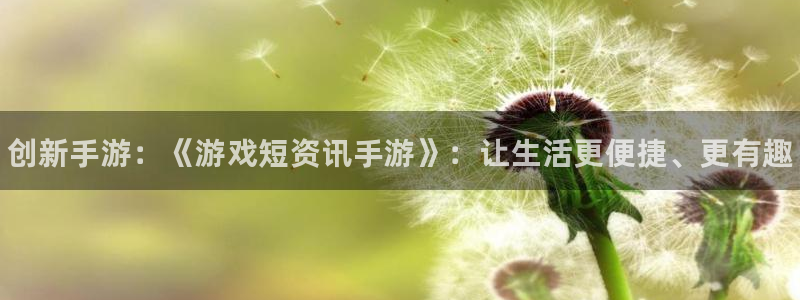 辉达娱乐注册平台：创新手游：《游戏短资讯手游》：让生活更便捷